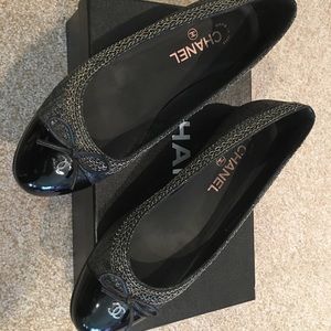 Metal braid Chanel flats